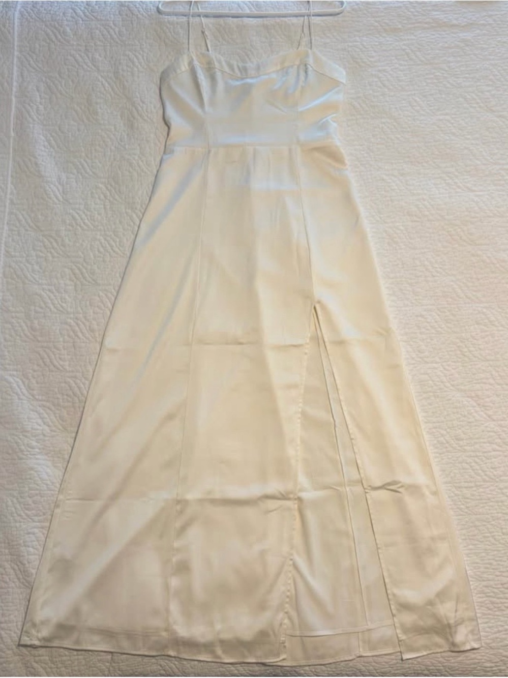 Abercrombie & Fitch Cream Slip Maxi Dress with Side Slit